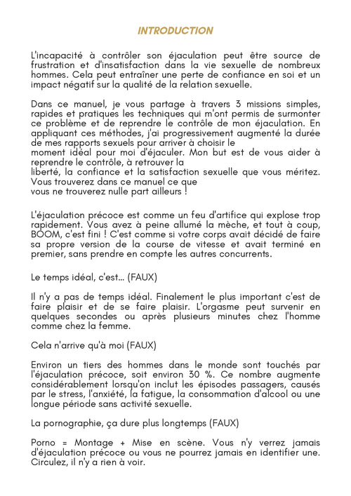 Guide Pratique 30 Jours avec 3 Missions — Mieux Contrôler son Éjaculation