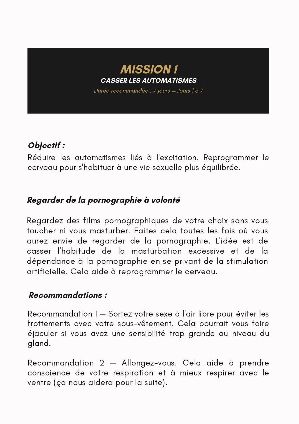 Guide Pratique 30 Jours avec 3 Missions — Mieux Contrôler son Éjaculation