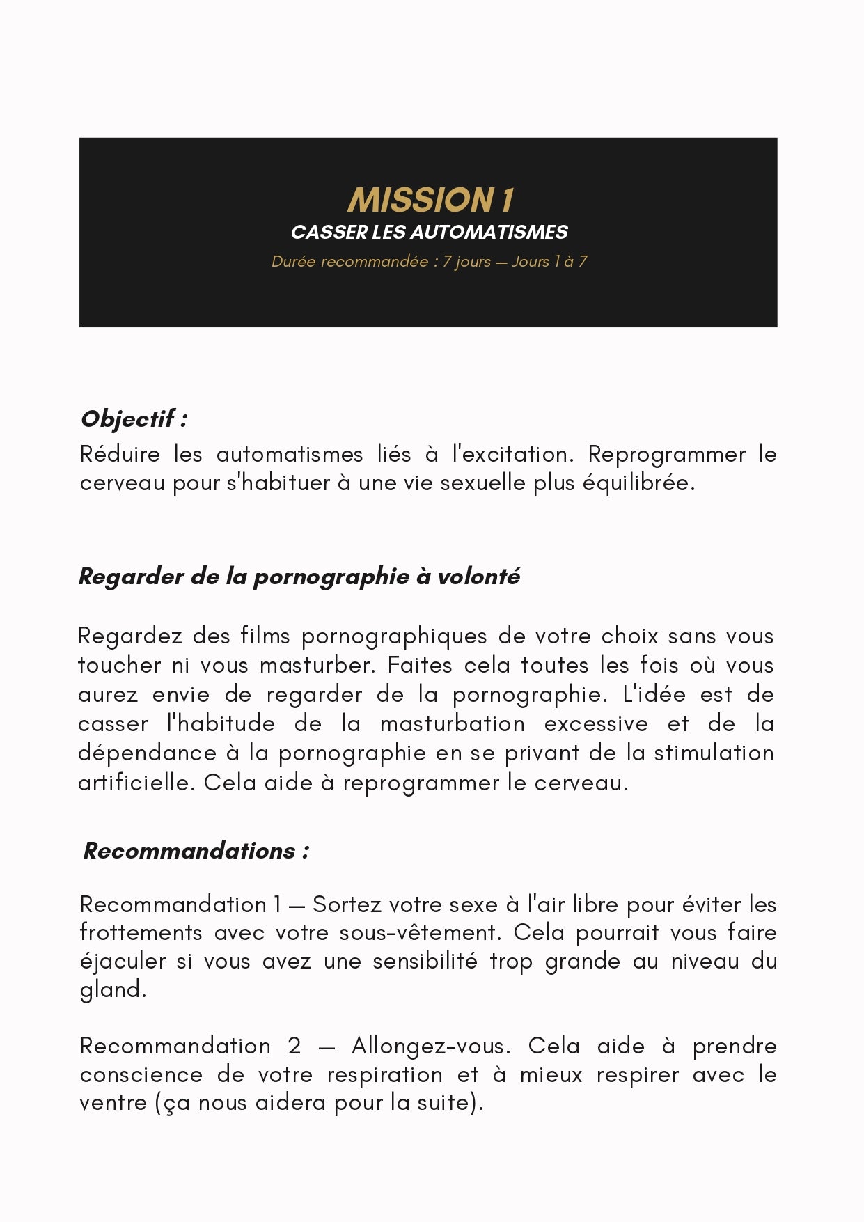 Guide Pratique 30 Jours avec 3 Missions — Mieux Contrôler son Éjaculation